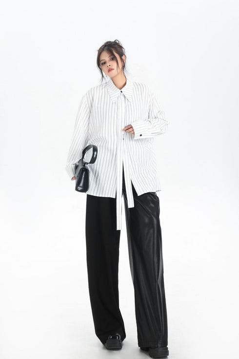 Contrast Texture Wide Pants
